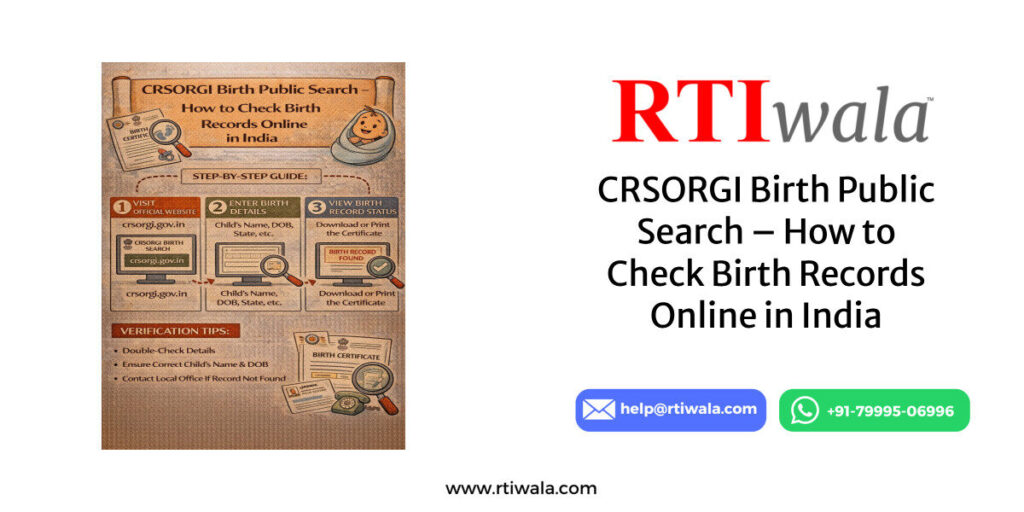 CRSORGI Birth Public Search – How to Check Birth Records Online in India by RTIwala