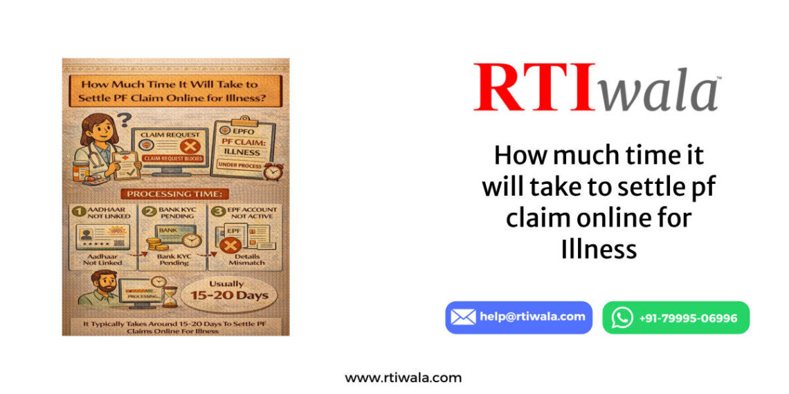 How much time it will take to settle pf claim online for Illness by RTIwala